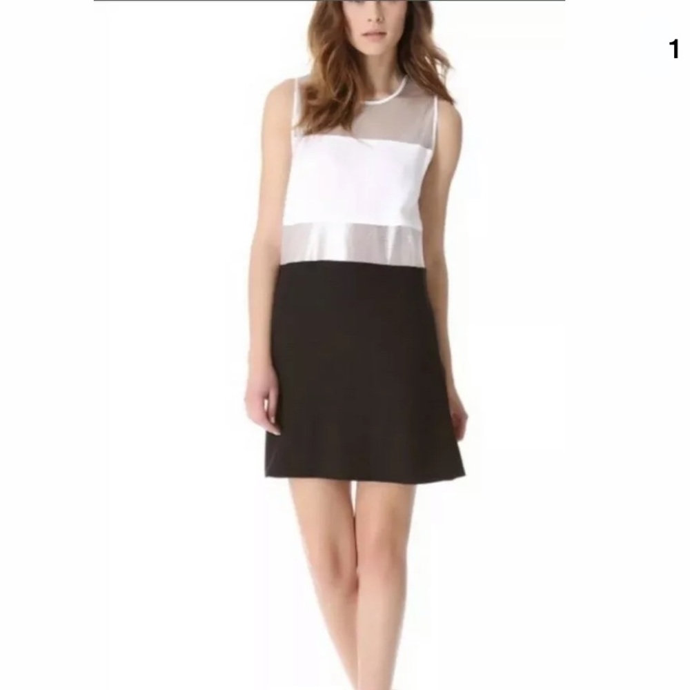 L’Agence Colorblock Mesh Dress Black/White